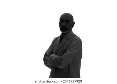 Silhouette of elderly caucasian man in white lobe. - Powered by Shutterstock