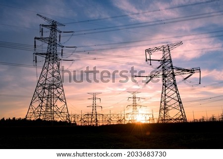 Similar – Sunset view of power lines from a Spanish hydro plant