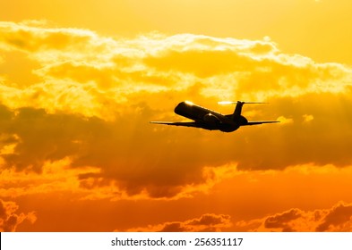 Silhouette Embraer ERJ 145 In The Sun