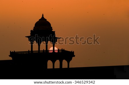 Silhouette of Fatehpur Sikri - Courtyard Palace with Tombs