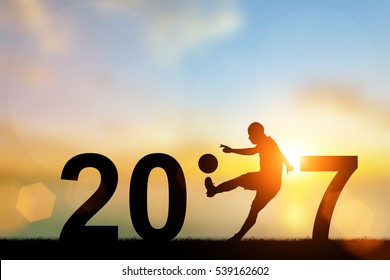 Silhouette Football Player in  2017 text for Happy New Year Background - Powered by Shutterstock