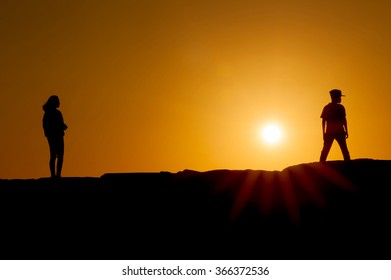 Silhouette Girl Boy Sunset Background Stock Photo 366372536 | Shutterstock