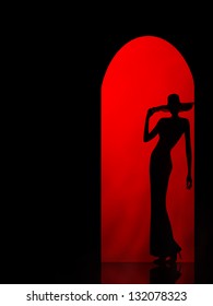 Silhouette Girl On Red Background Arch Stock Photo 132078323 | Shutterstock