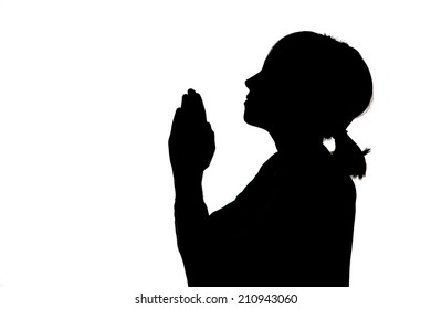 Silhouette Girl Praying Stock Photo (Edit Now) 210943060