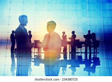 Silhouette Global Business People Meeting Concept