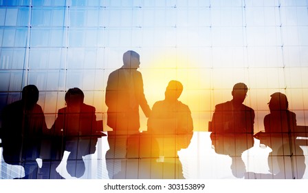 Silhouette Global Business People Meeting Concept