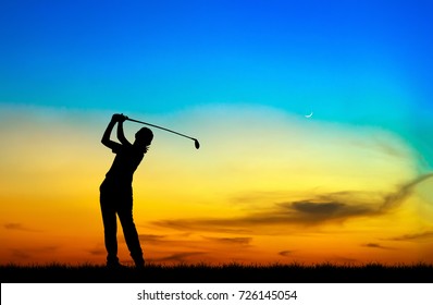 Women Golfer Silhouette High Res Stock Images Shutterstock