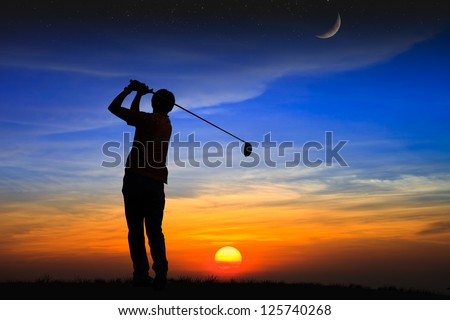 Similar – Image, Stock Photo golfing the sun Joy Sports