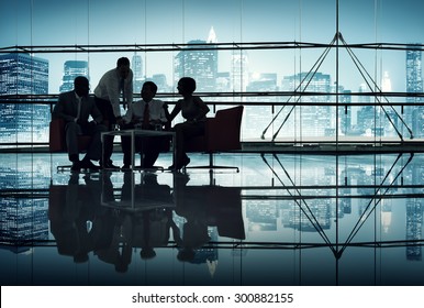 Silhouette Group of Business People Meeting