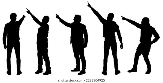 silhouette of a  group of men pointing on white background - Powered by Shutterstock