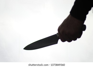 Silhouette Hand Holding Knife White Background Stock Photo (Edit Now ...