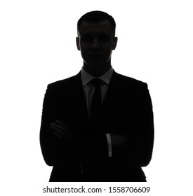 Silhouette of handsome businessman on white background