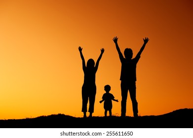 Silhouette Happy Family Father Mother Son Stock Photo (Edit Now ...