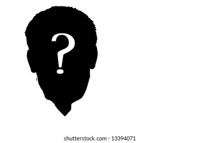 Silhouette Of Head With Interrogation Point