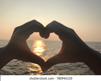 Hands Silhouette Shaped Heart Sunset Background Stock Photo (Edit Now ...