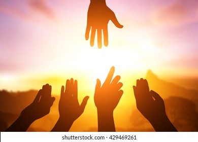 silhouette of helping hand concept and international day of peace.how can i help you