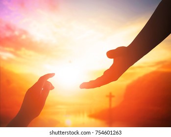 silhouette of helping hand concept and international day of peace - Shutterstock ID 754601263