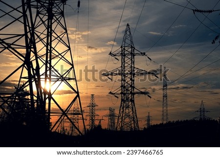 Similar – Sunset view of power lines from a Spanish hydro plant