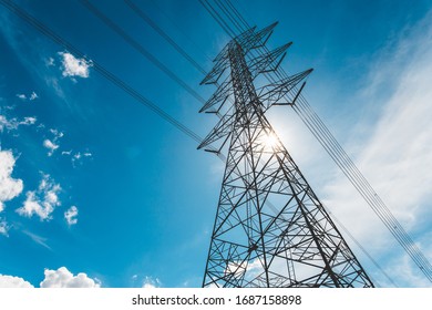 silhouette of high voltage electrical pole structure - Powered by Shutterstock