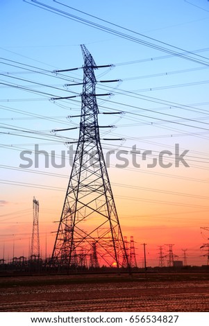 Similar – Sunset view of power lines from a Spanish hydro plant