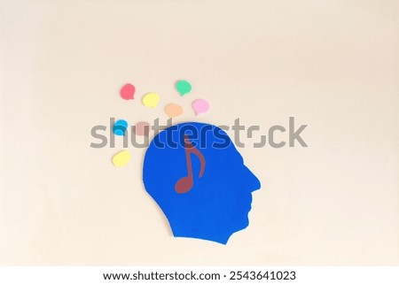 The silhouette of a human head with the image of a note and the problem of choice in the flow of different information. A person receives information from different sources