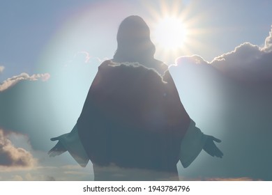 Silhouette of Jesus Christ and cloudy sky, double exposure - Shutterstock ID 1943784796