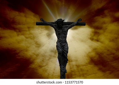 Silhouette Jesus Christ Crucifix Cross On Stock Photo 1153771570 ...