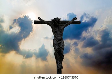 Silhouette Jesus Christ Crucifix Cross On Stock Photo 1160743570 