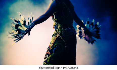 Silhouette Of A Kayan Dancer From Sarawak