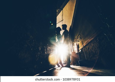  Silhouette of lovers . Sun flare.  - Powered by Shutterstock