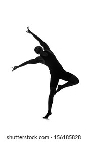 Silhouette Of Male Dancer Isolated On White