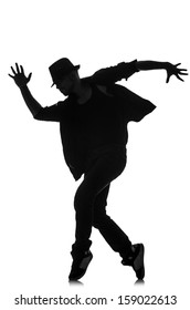 Silhouette Of Male Dancer Isolated On White