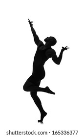 Silhouette Of Male Dancer Isolated On White