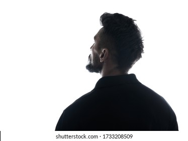 Silhouette Of Male Person , Back View Back Lit Over White 