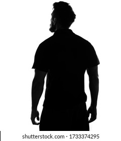 Silhouette Of Male Person , Back View Back Lit Over White 