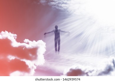 Silhouette Man Flying Sky Bright Rays Stock Photo 1462939574 | Shutterstock