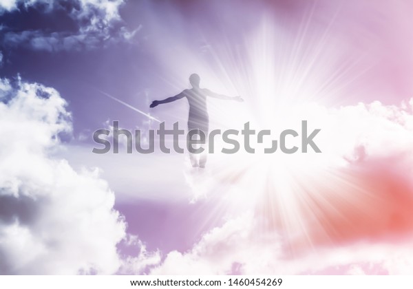 Silhouette Man Flying Sky Bright Rays Stock Photo 1460454269 | Shutterstock