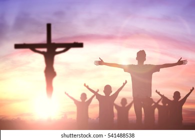 Silhouette man with hands rise up on beautiful view. Christian praise on hill thanksgiving day background.
Man consumed by wanderlust nature standing open arms enjoying sun concept fun world wisdom