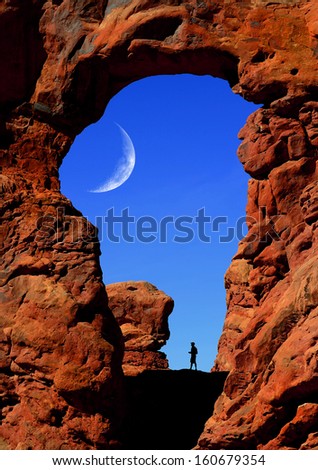 Similar – Image, Stock Photo Hikers on the summit.