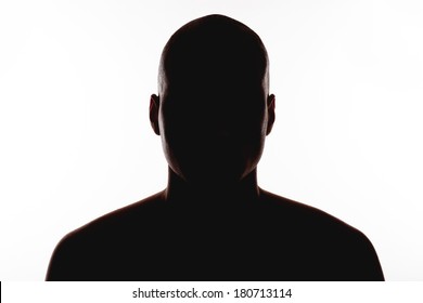 silhouette of the man on a white background