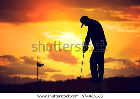 Similar – Image, Stock Photo golfing the sun Joy Sports