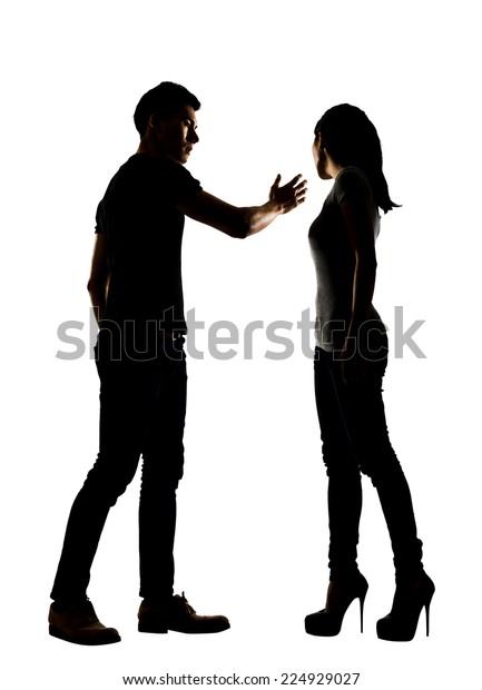 Silhouette Man Slapping Woman Depicting Domestic Stock Photo 414477265