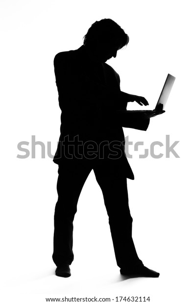 Silhouette Man Suit Typing On Laptop Stock Photo 174632114 | Shutterstock