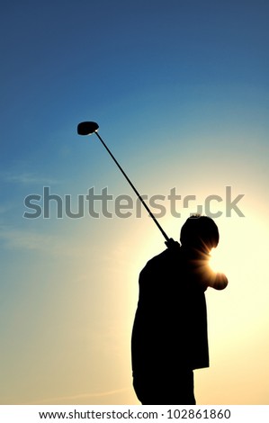 Image, Stock Photo golfing the sun Joy Sports