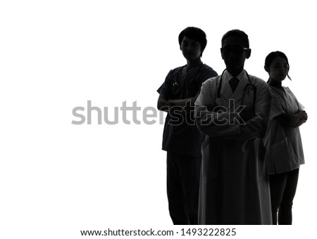 Silhouette of Medical doctor and nurses.