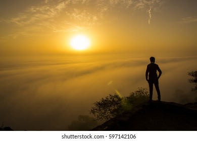 Woman Walking Through Misty Steam On Stock Photo 600493538 