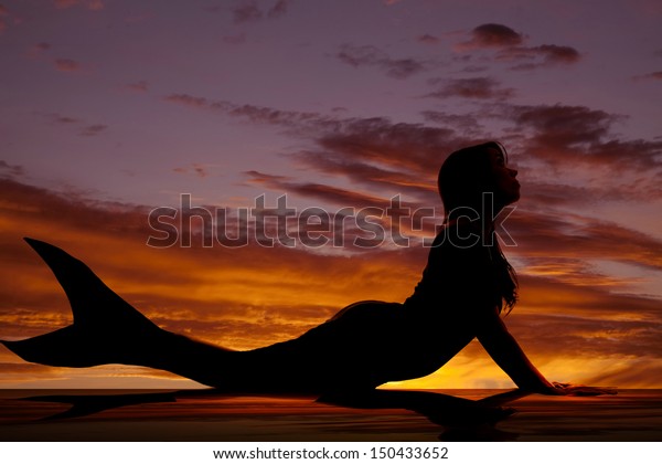 Silhouette Mermaid Sunset Stock Photo Edit Now