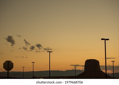 Silhouette Of Mesa In Monument Valley