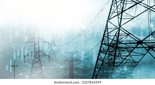 silhouette metal electric pole energy business industry background
