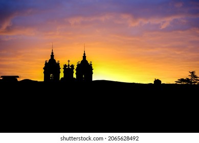 Silhouette Of Alcobaça Monastery At Sunrise